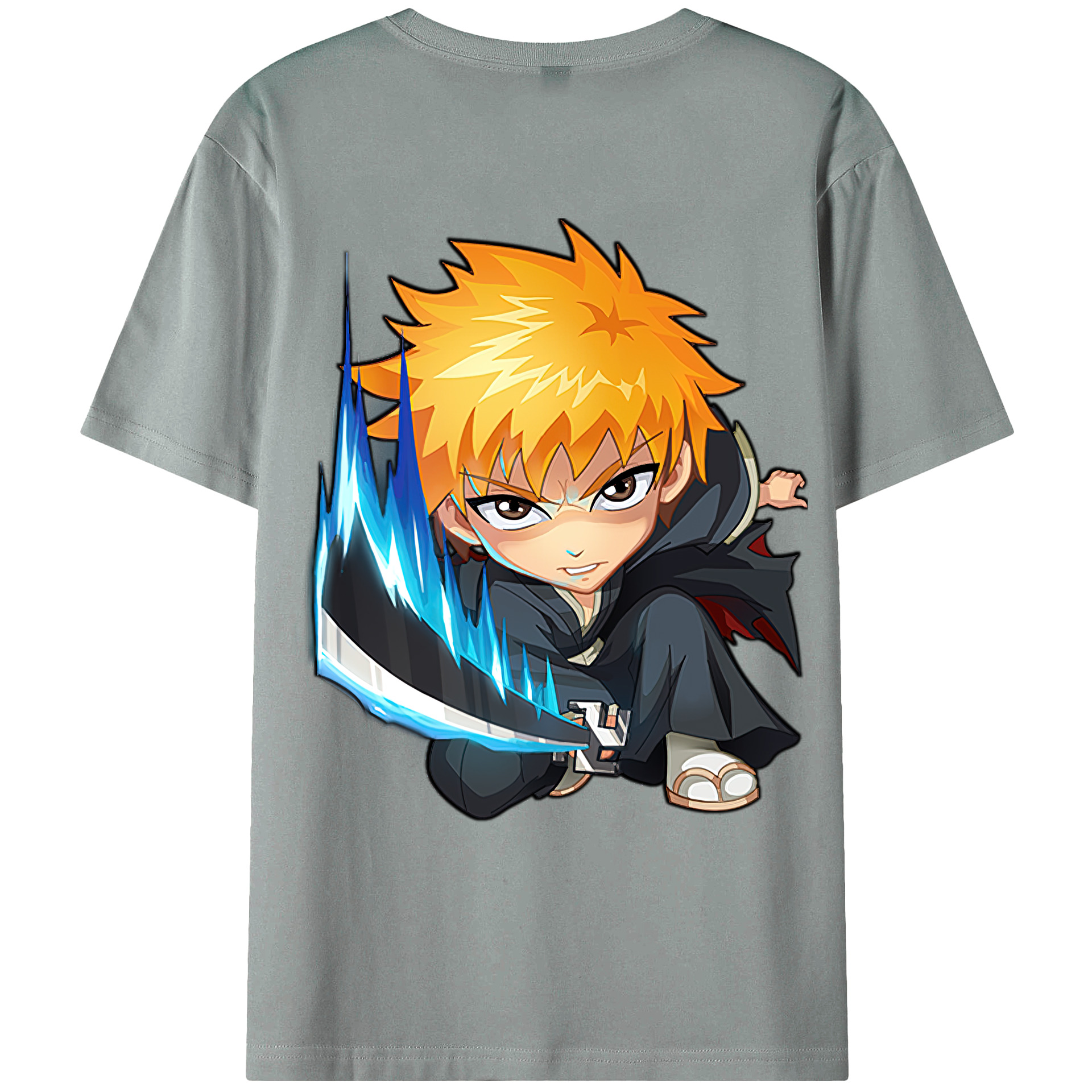 （画像用） ブリーチ 黒崎一護（くろさき いちご）BLEACH Kurosaki Ichigo 綿100％ メンズ半袖Tシャツ（バックプリント） 通気性